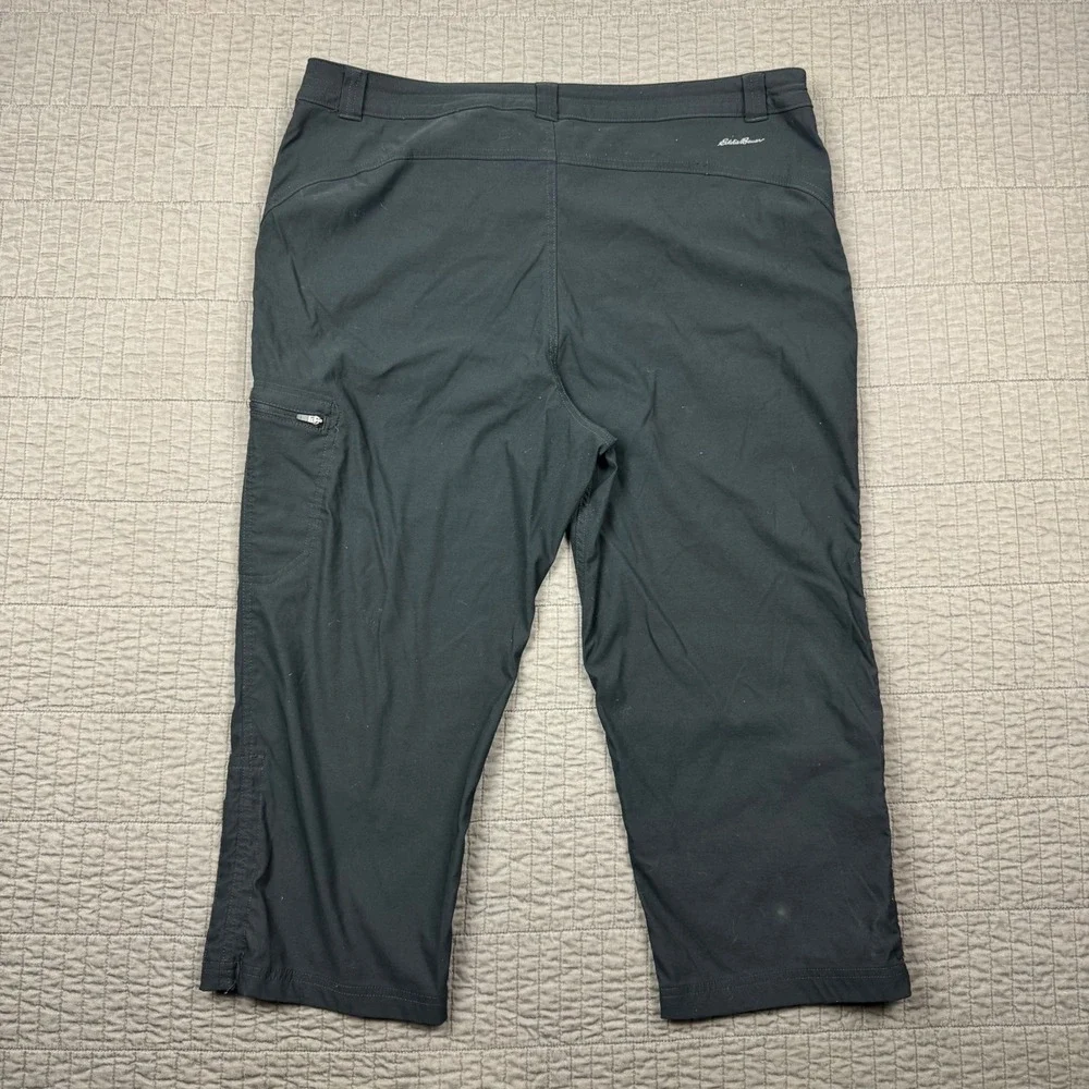 Eddie Bauer Tech Capri Pants Womens 16 Black Hiking Outdoor Camping Granola
